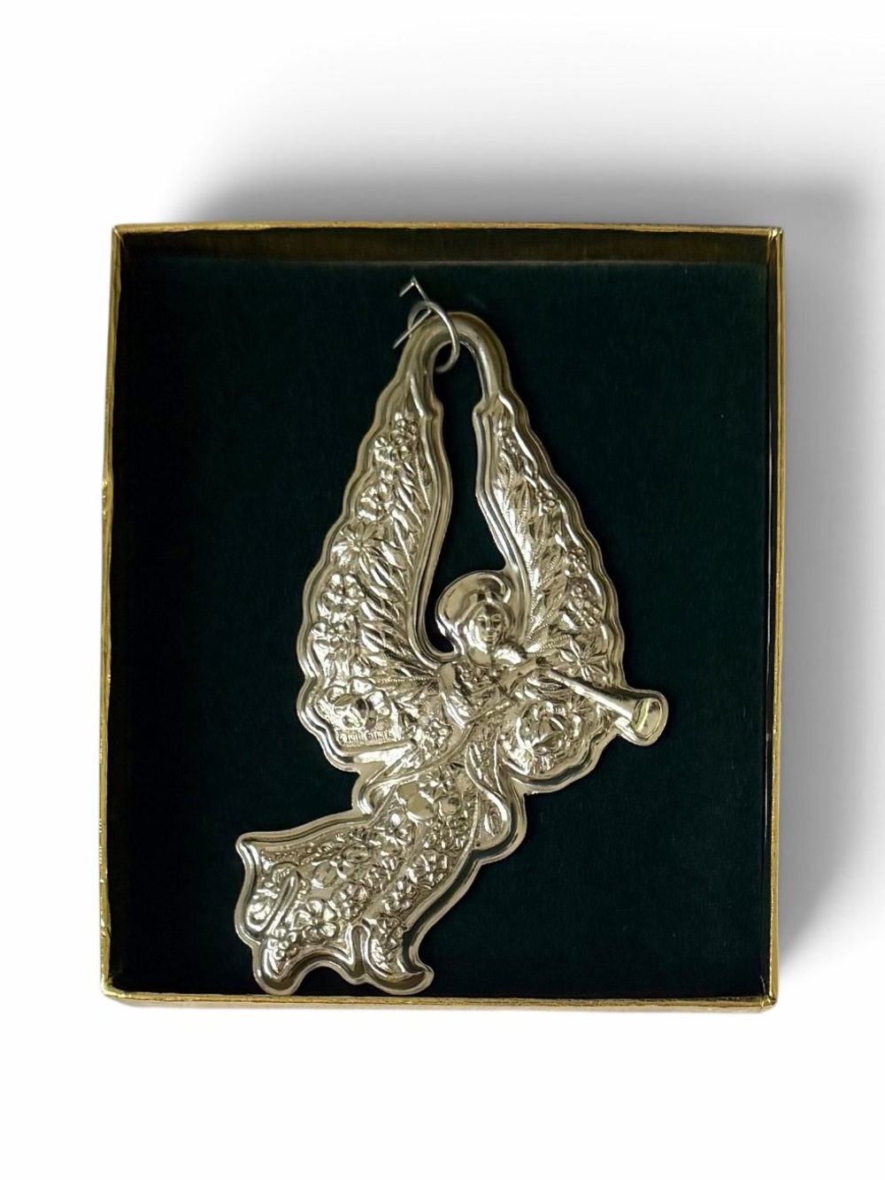 Kirk Stieff Vintage Pewter Repousse Guardian Angel Christmas Ornament 1992